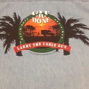 Larry the Cable Guy cutoff denim shirt